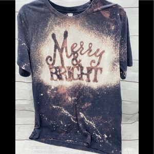 Merry & Bright hand bleached tshirt
